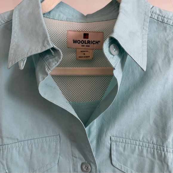 Woolrich Women's Vented Roll Tab Sleeve Aqua Button-Up 3x DRY Shirt - S - Picture 2 of 7